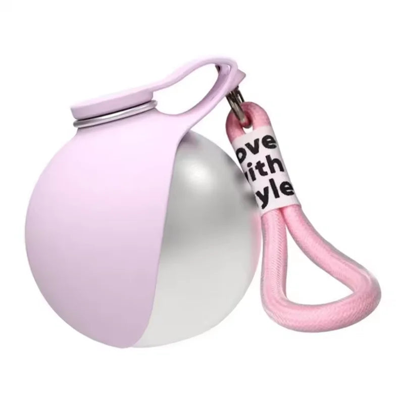 Pet Stainless Steel Foldable Spherical Water Bottle Portable Dog Bowl Suitable for Outdoor Use