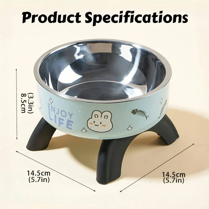 Stainless Steel Pet Bowl – Anti-Tip Elevated Design with Non-Slip Silicone Base & Chew-Proof Edge for Small Cats/Dogs Feeding