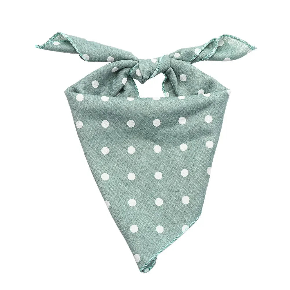 Pet Bandanas Plaid Dots Style Cotton Washable Dog Bandanas Scarf Bowties Collar Pet Square Bib For Puppies Kittens