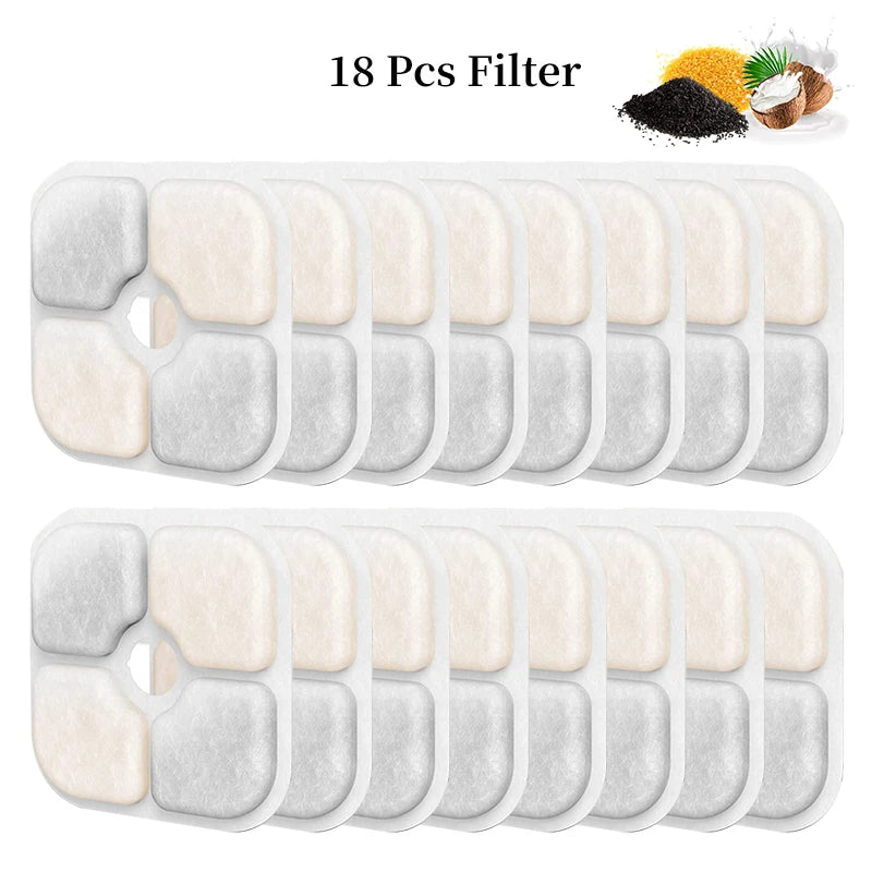 6/12/18/24PCS Activated Carbon Replacement Filters For Pet Automatic Drinking Fountain Battery Operated Cat Water Fountain