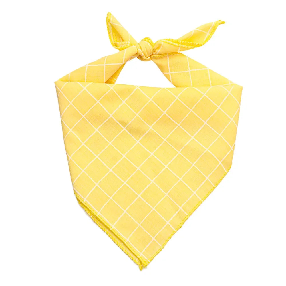 Pet Bandanas Plaid Dots Style Cotton Washable Dog Bandanas Scarf Bowties Collar Pet Square Bib For Puppies Kittens