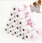 10pcs Extra Thick Dog Poop Bags, Leakproof Trash Bags with Unique Patterns, Pink & White, Durable Pet Waste Disposal Bags