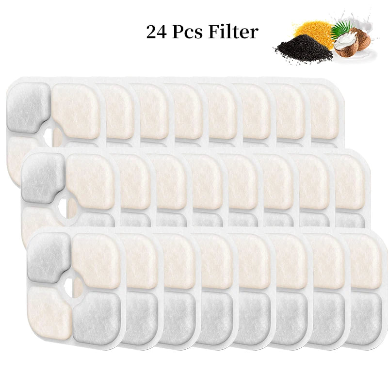 6/12/18/24PCS Activated Carbon Replacement Filters For Pet Automatic Drinking Fountain Battery Operated Cat Water Fountain