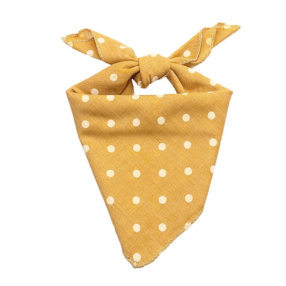 Pet Bandanas Plaid Dots Style Cotton Washable Dog Bandanas Scarf Bowties Collar Pet Square Bib For Puppies Kittens