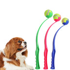 Pet Throwing Stick Toy - Interactive Ball Launcher for Dogs Cats Training, Fetch Game with Rubber Balls