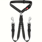 1Pcs Pet Dog Seat Belt Car Supplies Dog Cat Car Fixed Dog Chain Buffer Traction Car Safety Rope One Belt Two Dog Leash