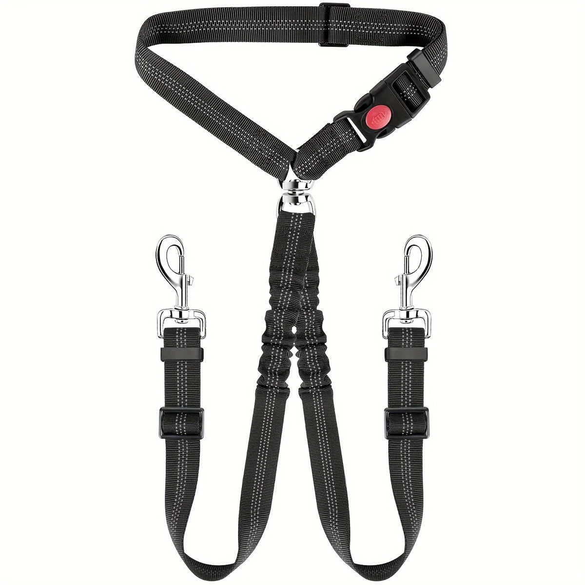 1Pcs Pet Dog Seat Belt Car Supplies Dog Cat Car Fixed Dog Chain Buffer Traction Car Safety Rope One Belt Two Dog Leash