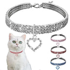 New Cat Dog Collar Three Row Elastic Rhinestone Pet Collars Love Decoration Necklace Puppy Kitten Ornament Pets Supplies