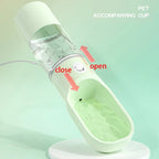 Leak-Proof Pet Travel Water Bottle with Built-in Food Bowl Outdoor Walking Feeding Dispenser for Puppy Kitten
