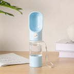 Leak-Proof Pet Travel Water Bottle with Built-in Food Bowl Outdoor Walking Feeding Dispenser for Puppy Kitten