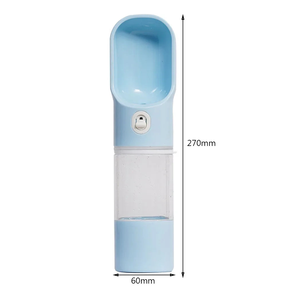 Leak-Proof Pet Travel Water Bottle with Built-in Food Bowl Outdoor Walking Feeding Dispenser for Puppy Kitten