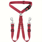 1Pcs Pet Dog Seat Belt Car Supplies Dog Cat Car Fixed Dog Chain Buffer Traction Car Safety Rope One Belt Two Dog Leash