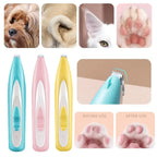 Pet Cat Electric Groomer Trimmer with LED Light Waterproof Pet Foot Hair Trimmer Low Noise Cat Dog Face Foot Ear Hip Paw Shaver