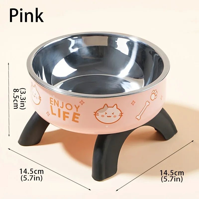 Stainless Steel Pet Bowl – Anti-Tip Elevated Design with Non-Slip Silicone Base & Chew-Proof Edge for Small Cats/Dogs Feeding