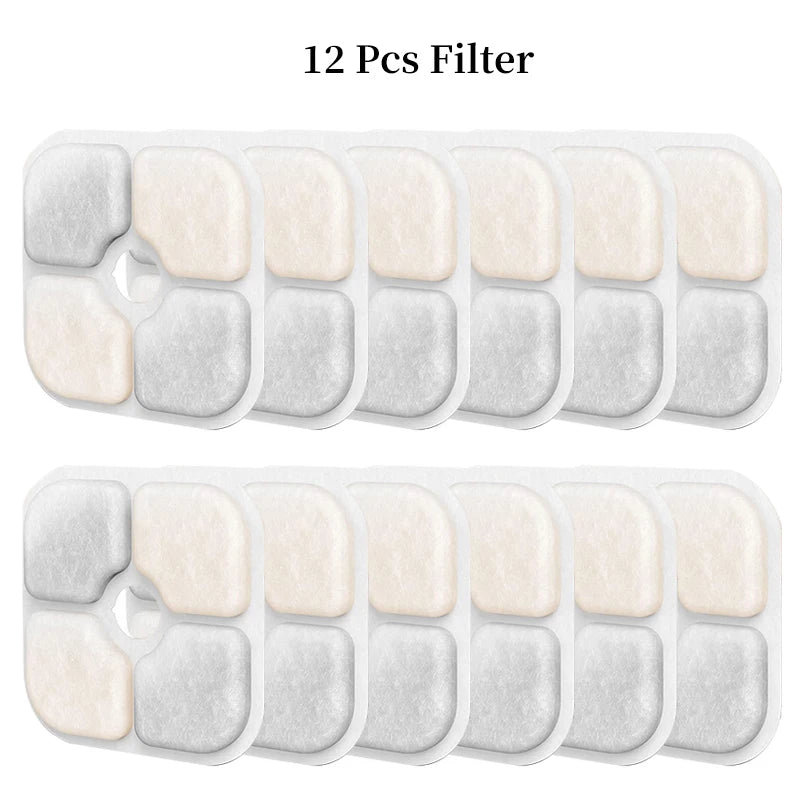 6/12/18/24PCS Activated Carbon Replacement Filters For Pet Automatic Drinking Fountain Battery Operated Cat Water Fountain
