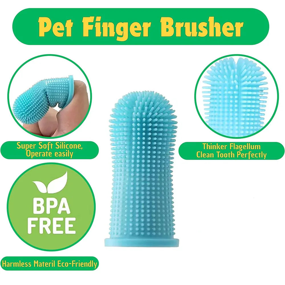 Cat Dog Super Soft Pet Finger Toothbrush Teeth Cleaning Bad Breath Care Nontoxic Silicone Toothbrush Tool Dog Cleaning Supplies