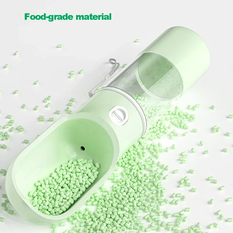 Leak-Proof Pet Travel Water Bottle with Built-in Food Bowl Outdoor Walking Feeding Dispenser for Puppy Kitten